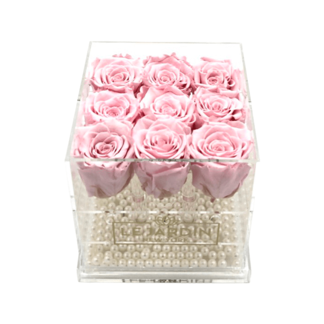 TRANSPARENT BOX OF 9 PRESERVED ROSES
