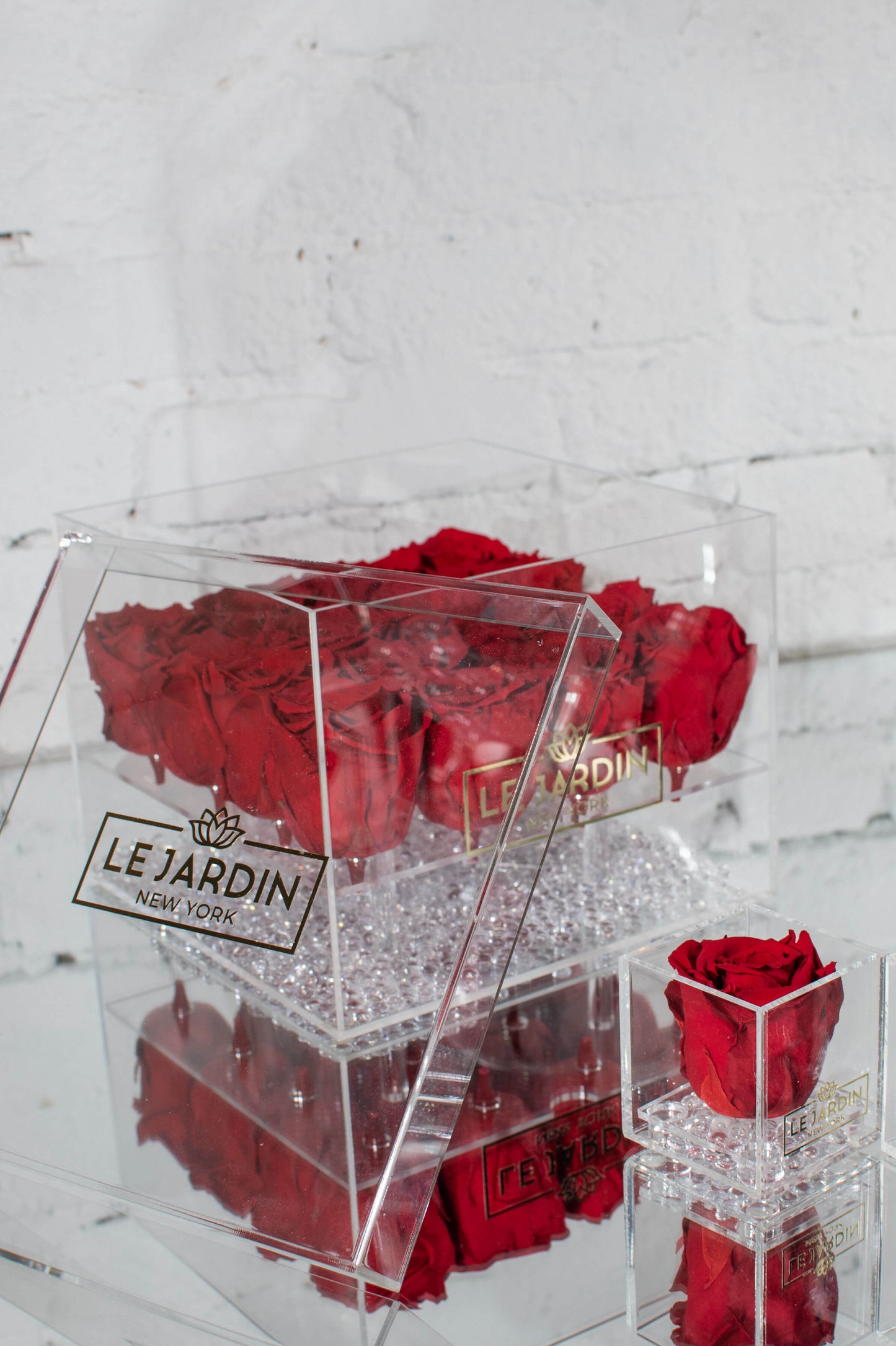 TRANSPARENT BOX OF 9 PRESERVED ROSES