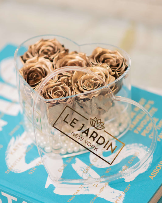 TRANSPARENT HEART BOX OF PRESERVED ROSES