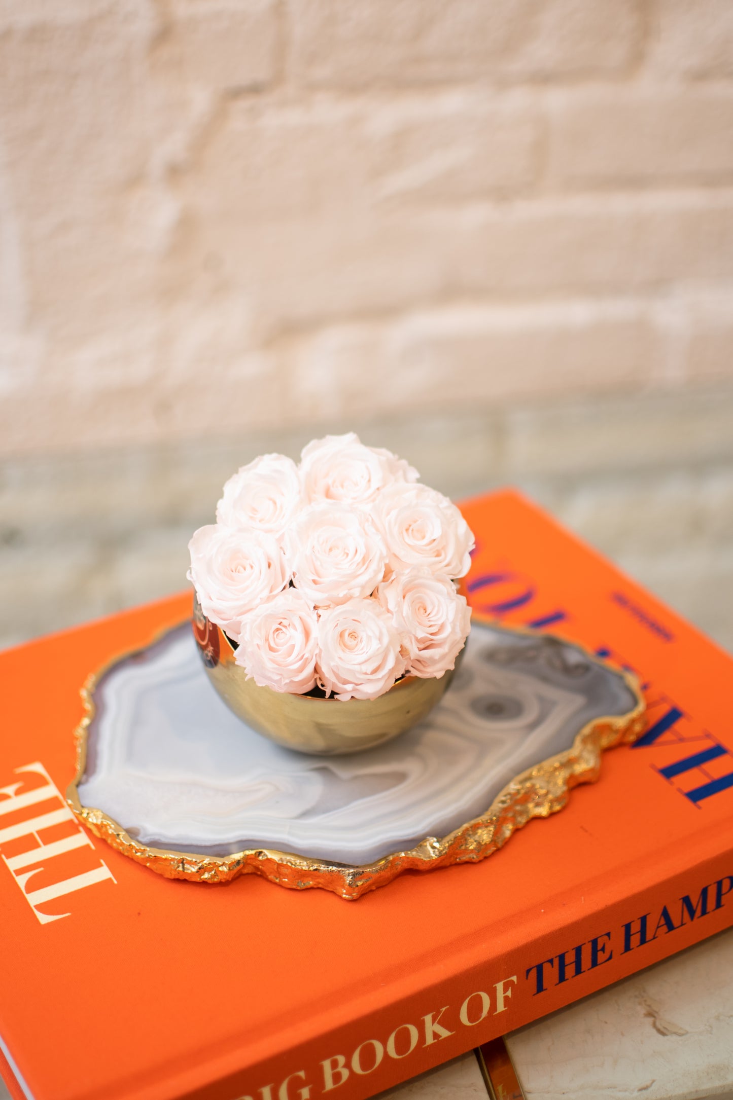 Petite Brass Vase with Petite Everlasting Roses